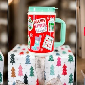 Retro Thermo Jug Red Holiday Sticker Cup NEW Jadelynn Brooke Christmas Gift